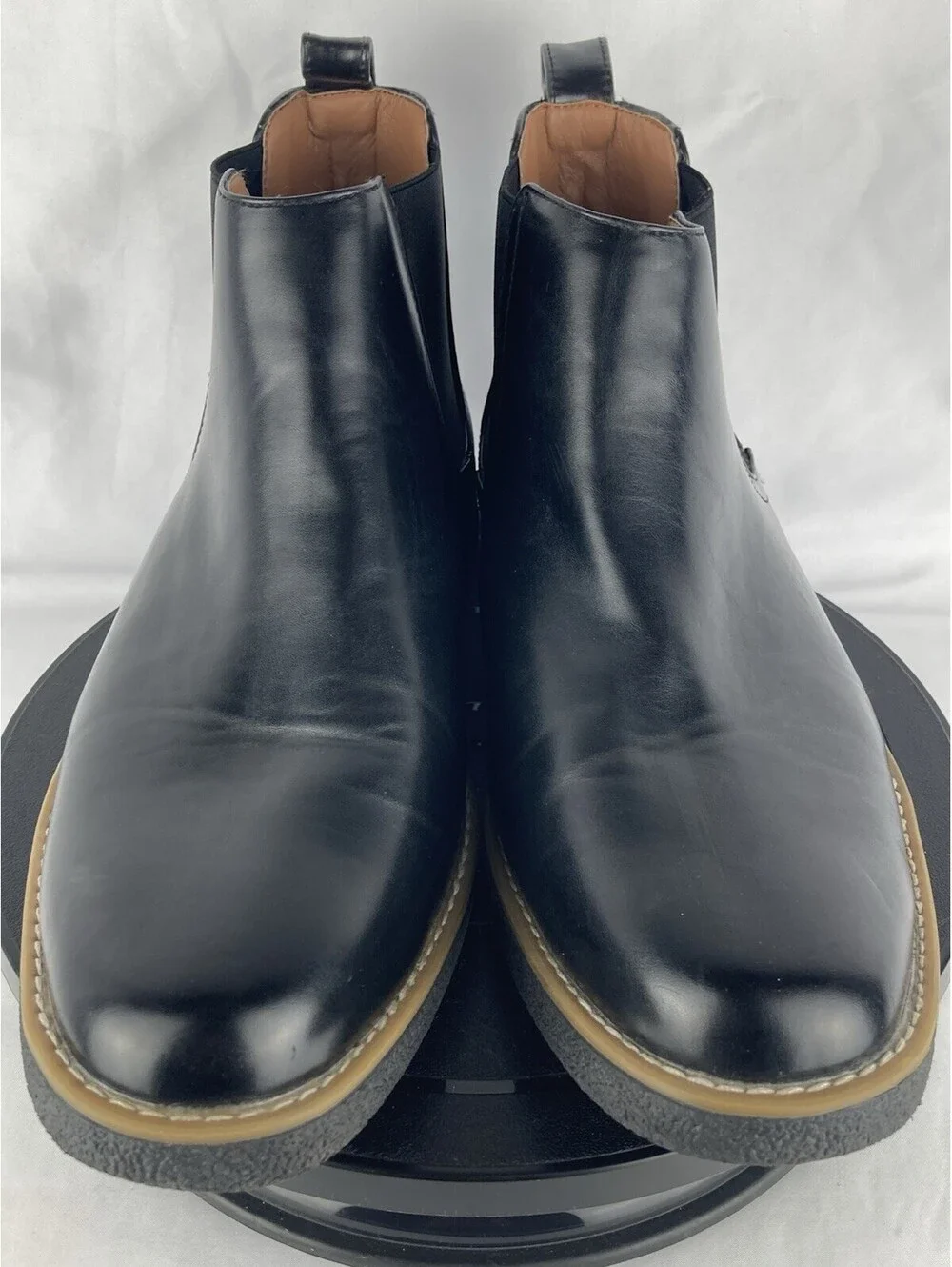 Men’s Size 10 Deer Stags Rockland Black Leather Chelsea Ankle Boots Memory Foam